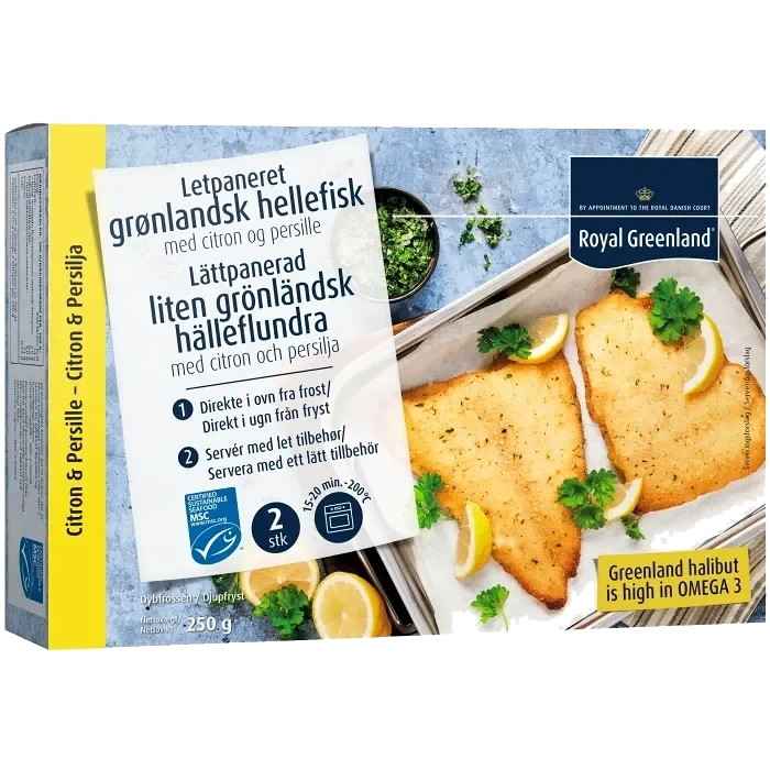 Hälleflundra panerad citron & persilja 250g Royal Greenland