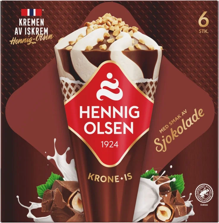 Krone-is Sjokolade 6stk Hennig-olsen