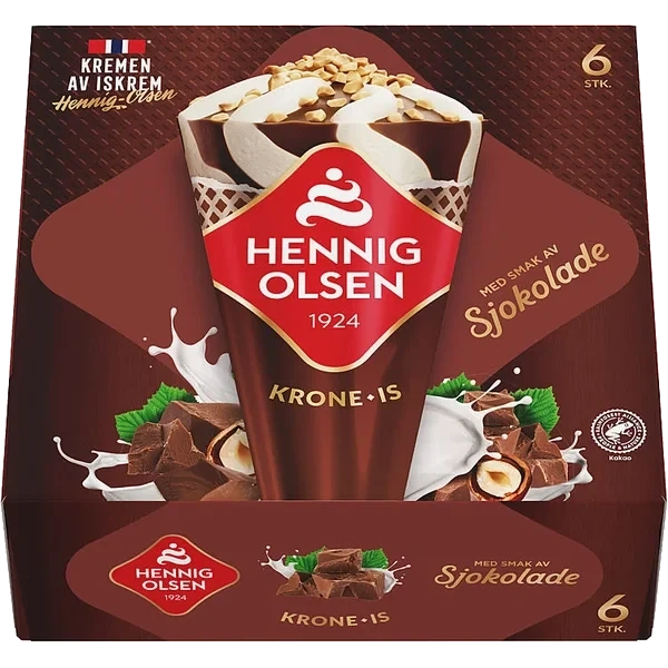 Krone-is Sjokolade 6stk Hennig-olsen