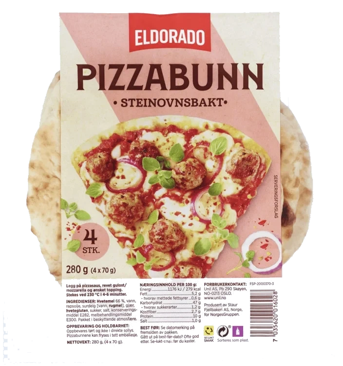 Pizzabunn Porsjon Steinovn 280g Eldorado