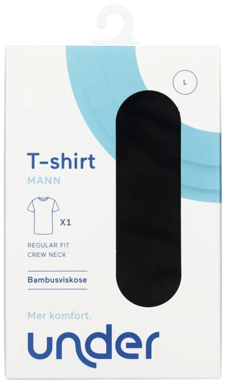 T-Shirt Bambus Sort Mann L Regular Under