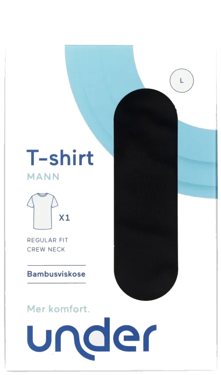 T-Shirt Bambus Sort Mann L Regular Under