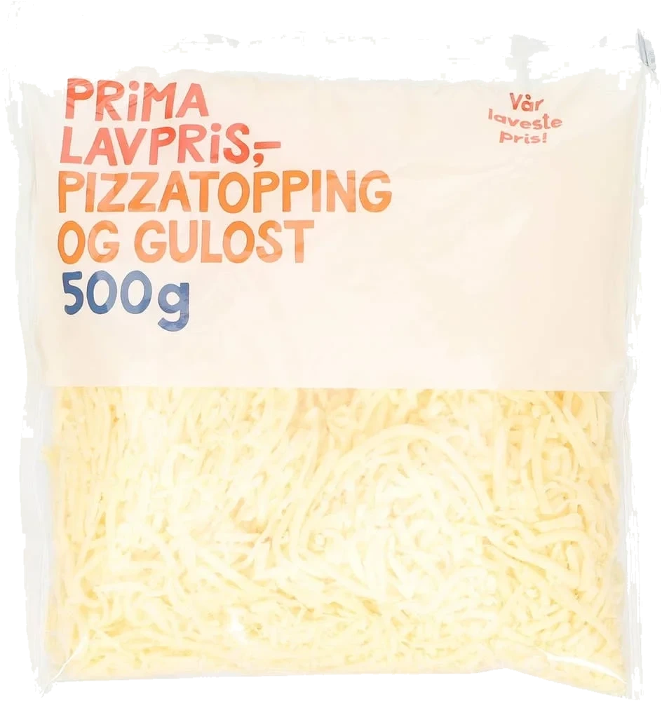 Pizzatopping og gulost Revet, 500 g