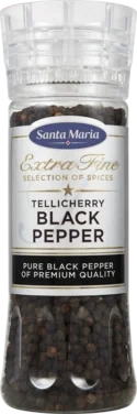 Sort Pepper Tellicherry Kvern 210g Santa Maria