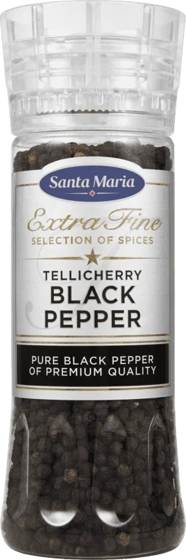 Sort Pepper Tellicherry Kvern 210g Santa Maria