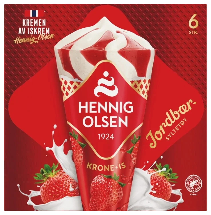 Krone-is Jordbær Multip 6stk Hennig-olsen Is