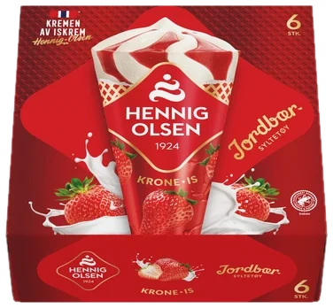 Krone-Is Jordbær 6stk Hennig-Olsen