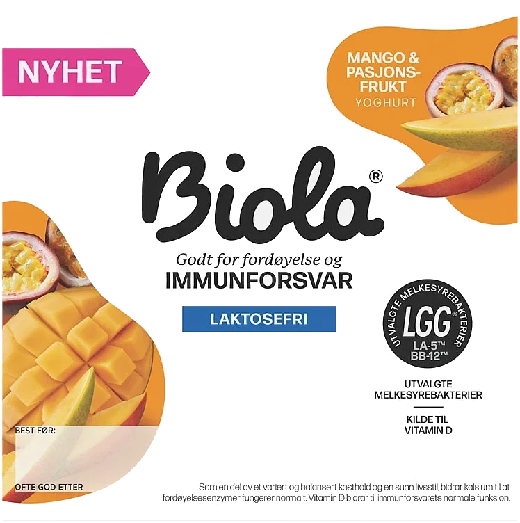 Biola Yoghurt Mango & Pasjonsfrukt 4 X 125 G