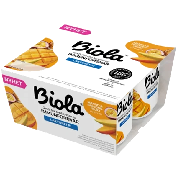 Biola Yoghurt Mango & Pasjonsfrukt 4 X 125 G