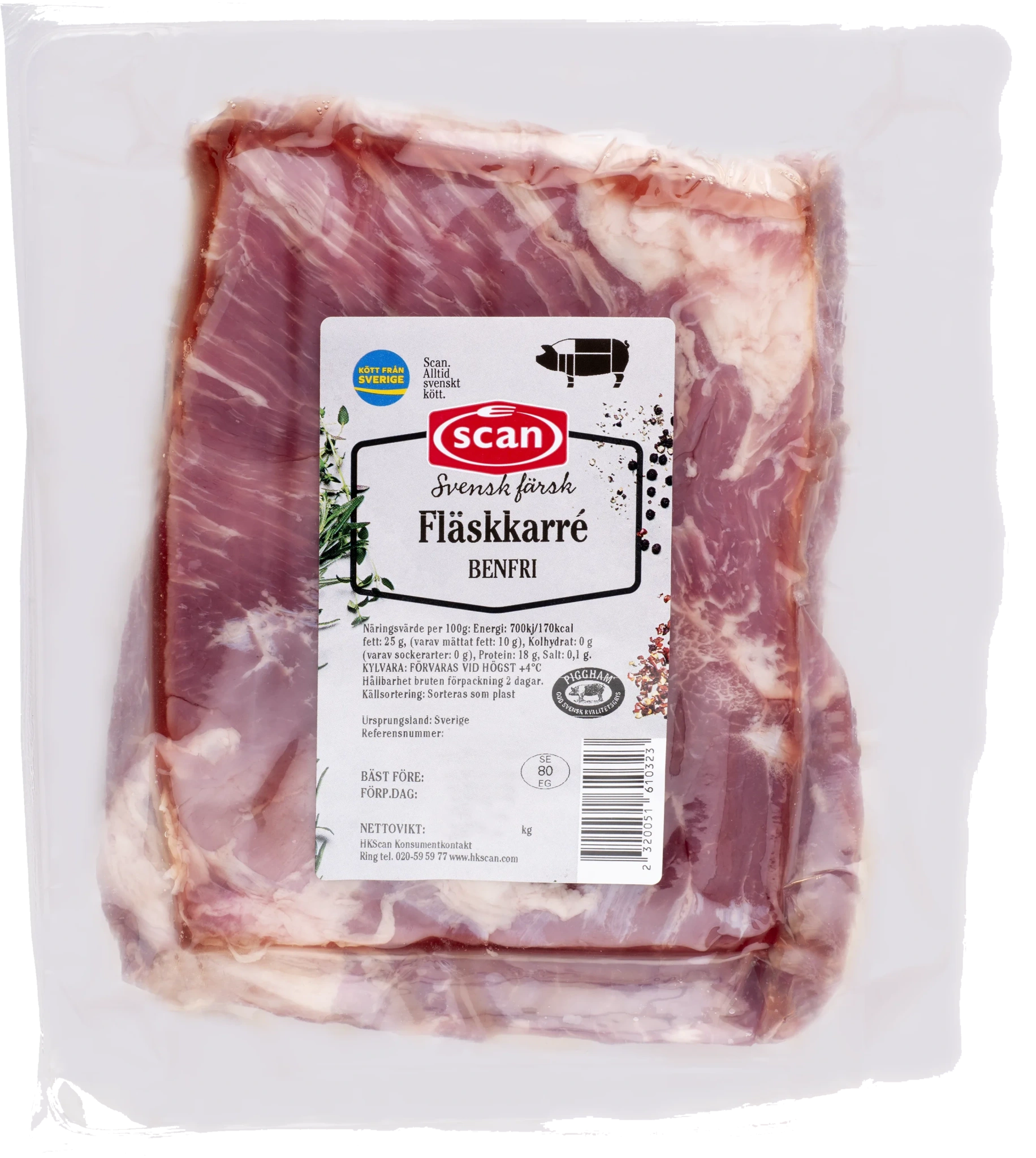 Fläskkarré Färsk benfri ca 1,1kg Scan