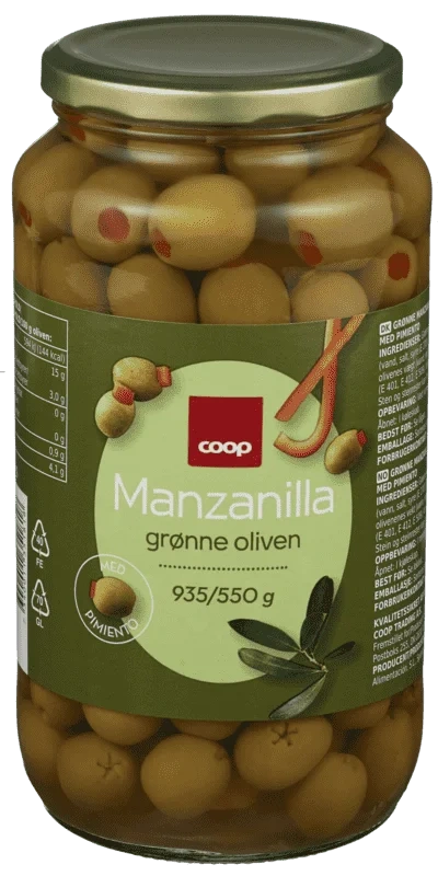 Green Pimiento Paste Stuffed Manzanilla Olives