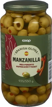 Green Pimiento Paste Stuffed Manzanilla Olives