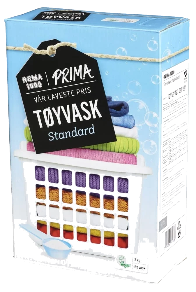 Standardtøyvask Hvitt og farget, 2 kg