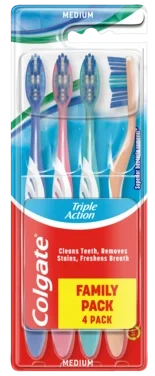 Colgate Triple Action Medium Tannbørste 4 Pk