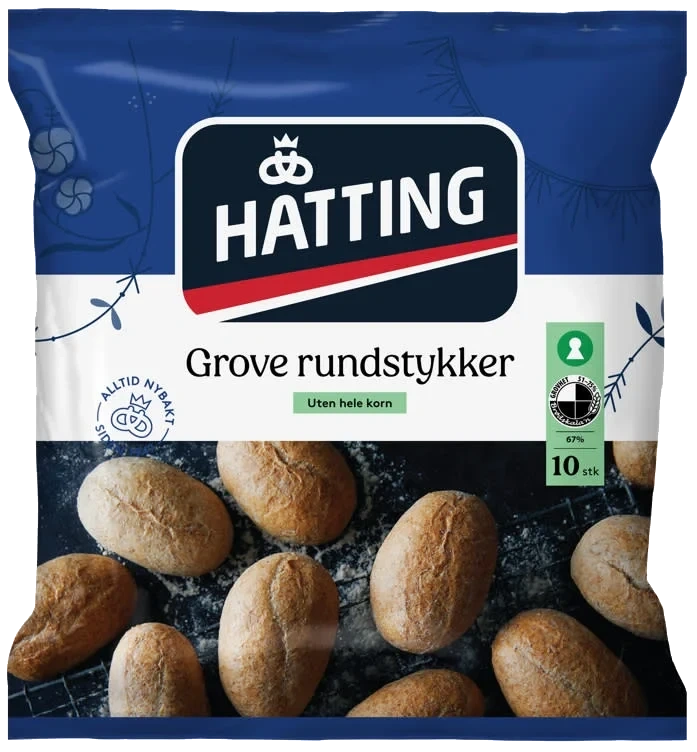 Rundstykker Grove 10 Stk 600g Hatting