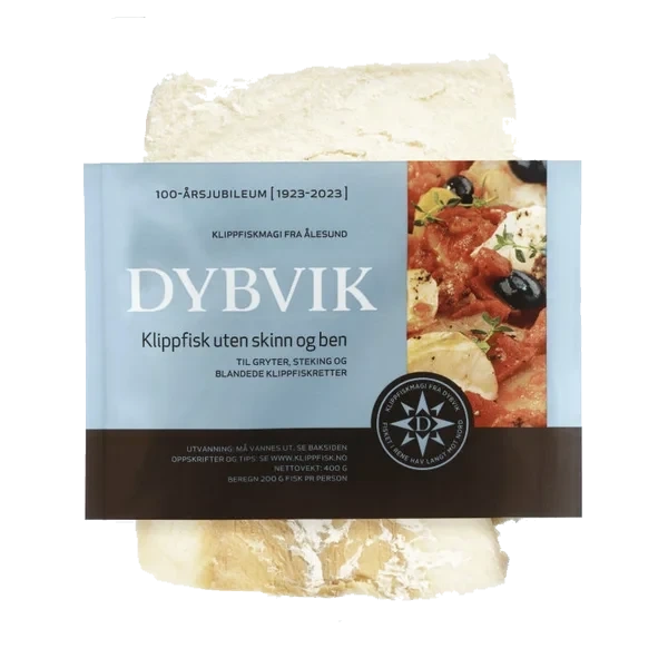 Klippfisk U/skinn&ben 400g Dybvik Eske 10pos