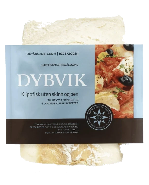 Klippfisk U/skinn&ben 400g Dybvik Eske 10pos