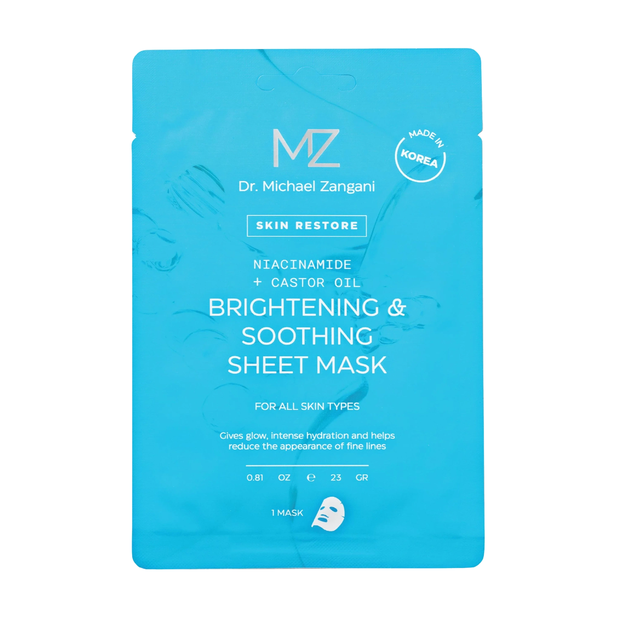 Dr. Michael Zangani Brightening & Soothing Sheet Mask, 1 stk.