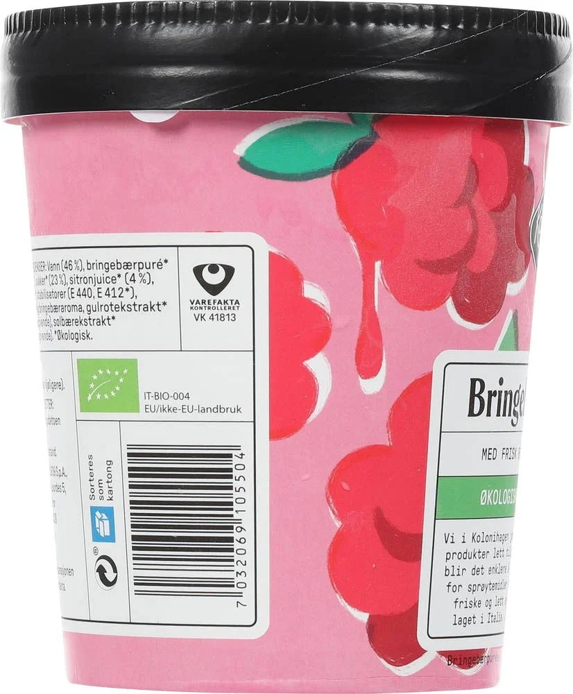 Økologisk bringebærsorbet