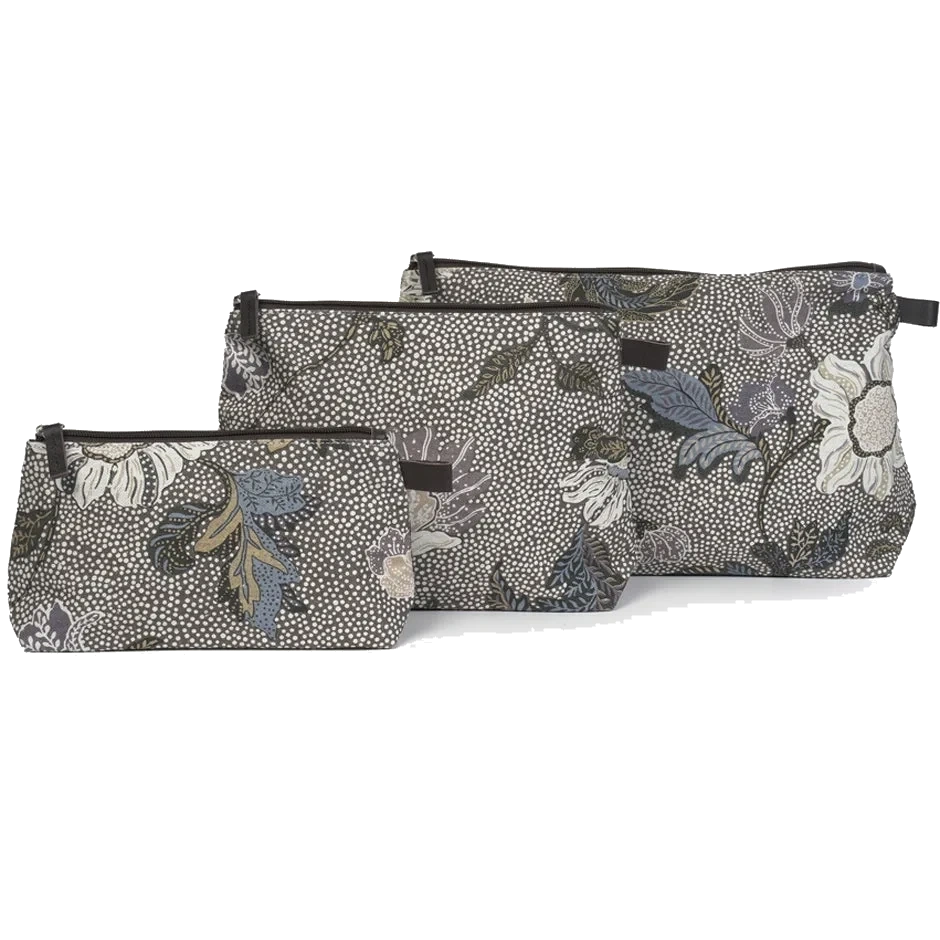 Ceannis Cosmetic Small Khaki Flower Linen