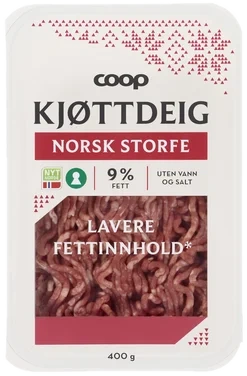 Coop Kjøttdeig 9% 400g 10/krt