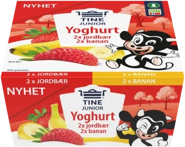 Tine Junior Yoghurt Jordbær & Banan 4x125g