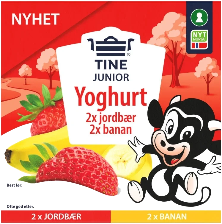 Tine Junior Yoghurt Jordbær & Banan 4x125g