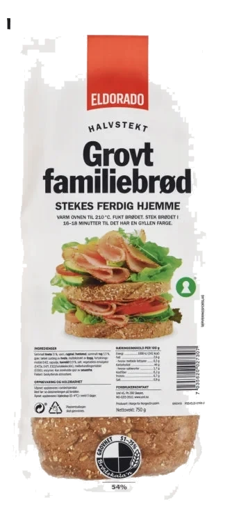 Familiebrød Grovt Halvstekt 750g Eldorado