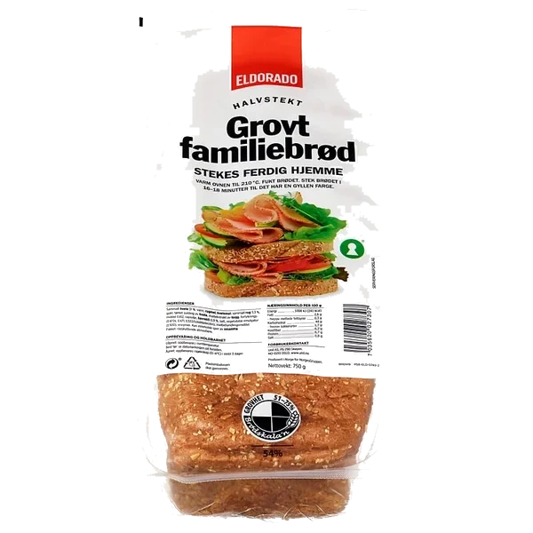 Familiebrød Grovt Halvstekt 750g Eldorado