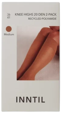 Knee Highs, 20 Den, 2 Pairs, Medium, 36-41