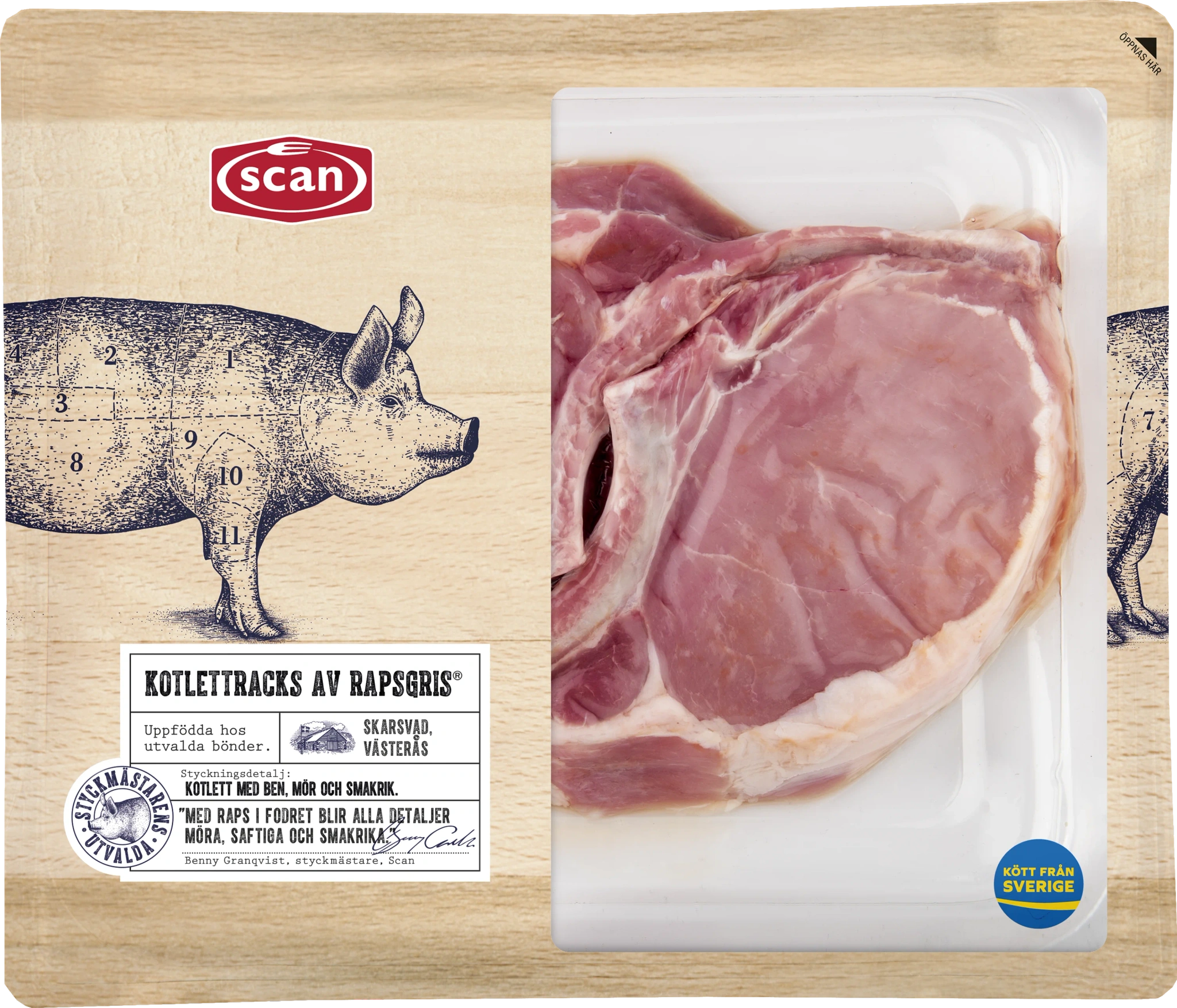 Kotlettracks Färsk av rapsgris ca 560g Scan