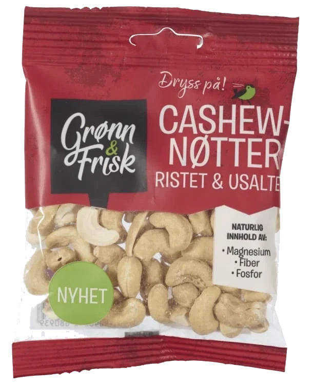 Cashewnøtter Ristet&Usaltet 65g Grønn&Frisk