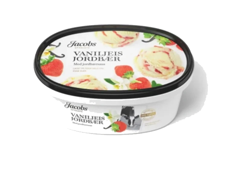 Vaniljeis Jordbær 0,7l Jacobs Utvalgte