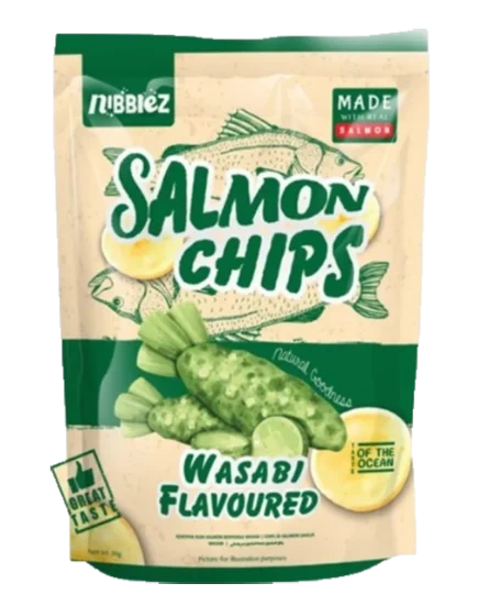 Salmon Chips Wasabi 50g Nibbiez