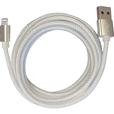 Ladekabel Metallisk Flettet For Iphone Hvit