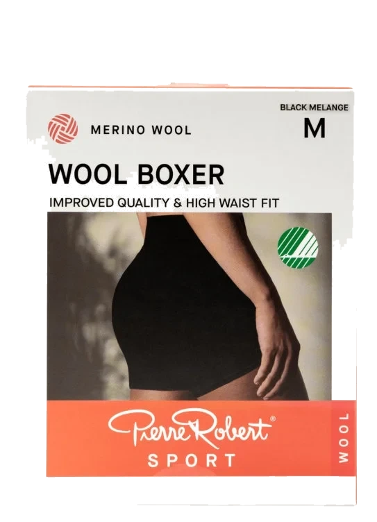 Boxer Wool Sport Black Melange M Pierre-Robert