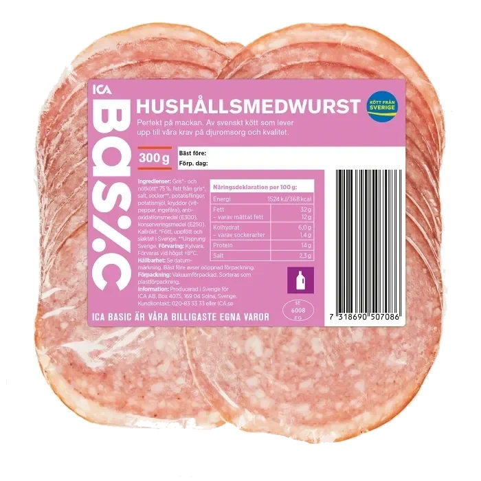Hushållsmedwurst 300g ICA Basic