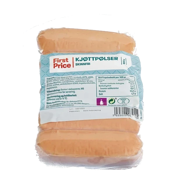 Kjøttpølse Røkt Skinnfri 880g First Price