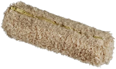 Tubepennal Beige/rosa Teddystoff, 6,5cm X 22cm, 24 stk