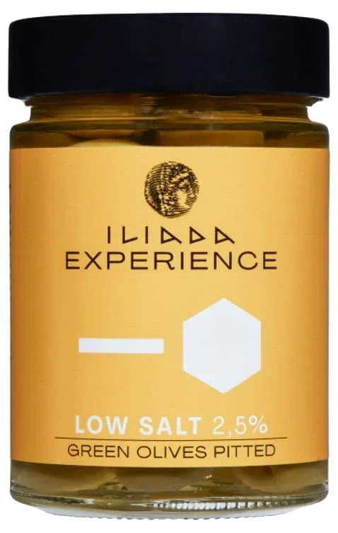 Oliven Grønn Saltredusert u/Sten 340g Iliada
