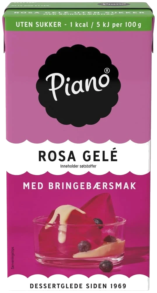 Piano rosa gelé med bringebærsmak