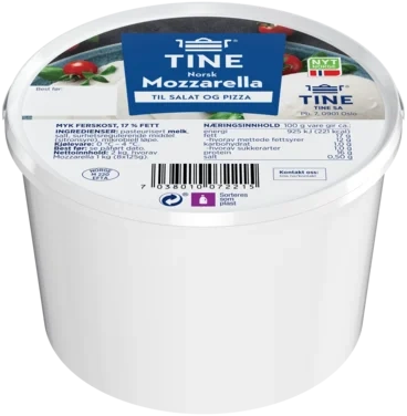 Norsk Mozzarella (8x125g) 2kg inklusive lake TINE