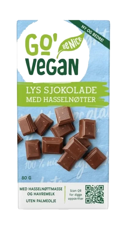 Go'Vegan Sjokolade med Hasselnøtter 80g