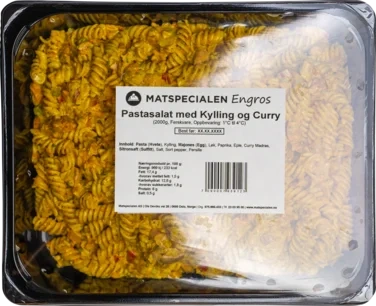Pastasalat med Kylling og Curry, 2000g, Fersk, Matspecialen Engros