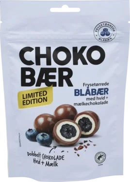 Choko Bær Blåbær m/hvid Chokolade og Mælkechokolade 80g