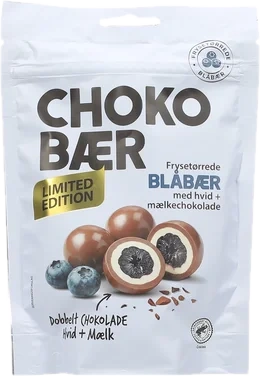 Choko Bær Blåbær m/hvid Chokolade og Mælkechokolade 80g