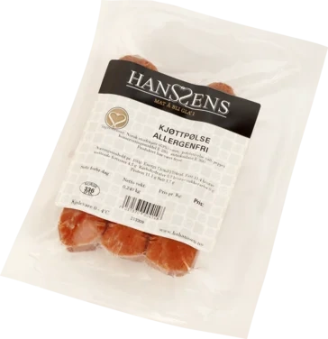 Kjøttpølse Allergenfri u/Skinn 3pk Fr Hanssens