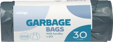 Garbage bags, 30 liter, dark grey with handles
