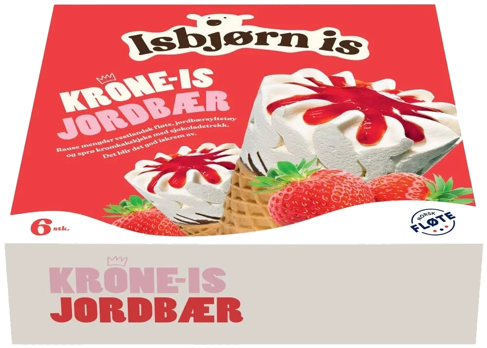 Krone-is med jordbær
