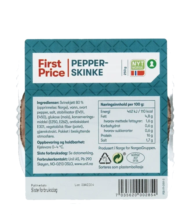 Pepperskinke 250g First Price